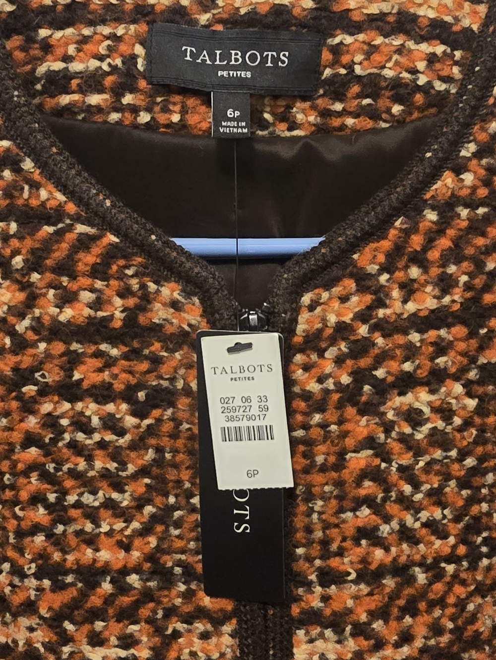 Talbots 6P Wool Blend, Zip-front Jacket, NEW w Tags